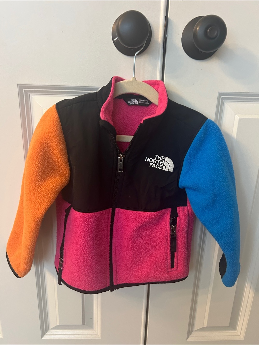 The North Face Kids Colorblock Fleece Jacket - Pink, Orange & Blue